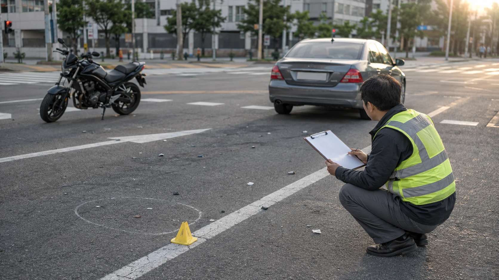 오토바이 사고 과실비율 관련 자료 확인 장면
